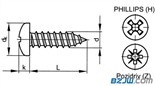 盘头十/米字自攻钉 Tapping screws